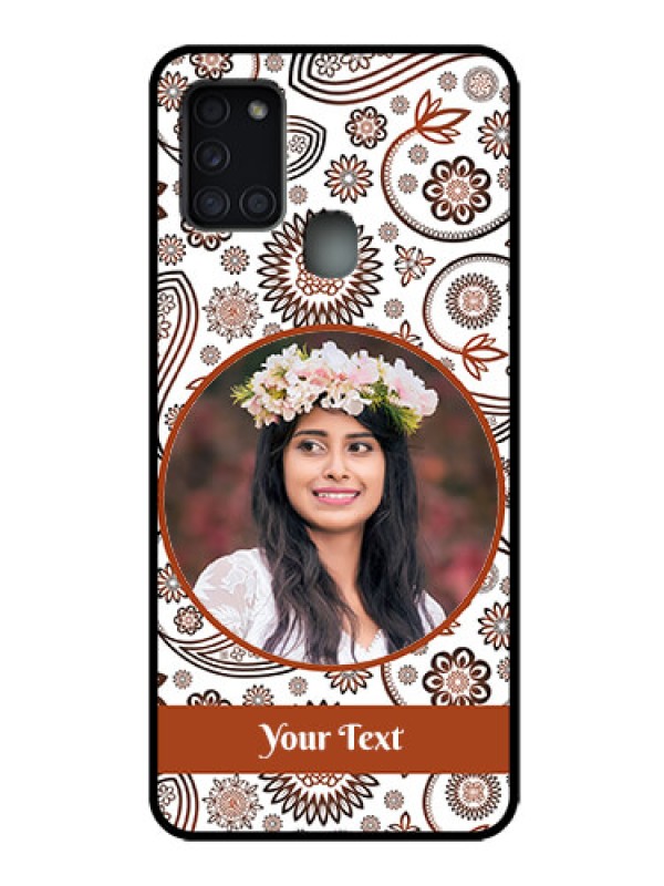 Custom Galaxy A21s Custom Metal Phone Case - Abstract Flower Design