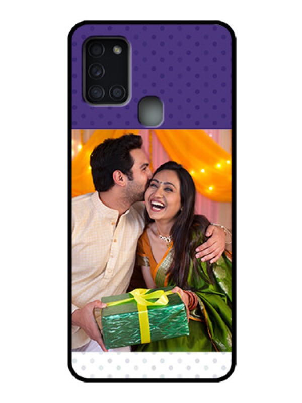 Custom Galaxy A21s Custom Metal Phone Case - Violet Colored Pattern Design