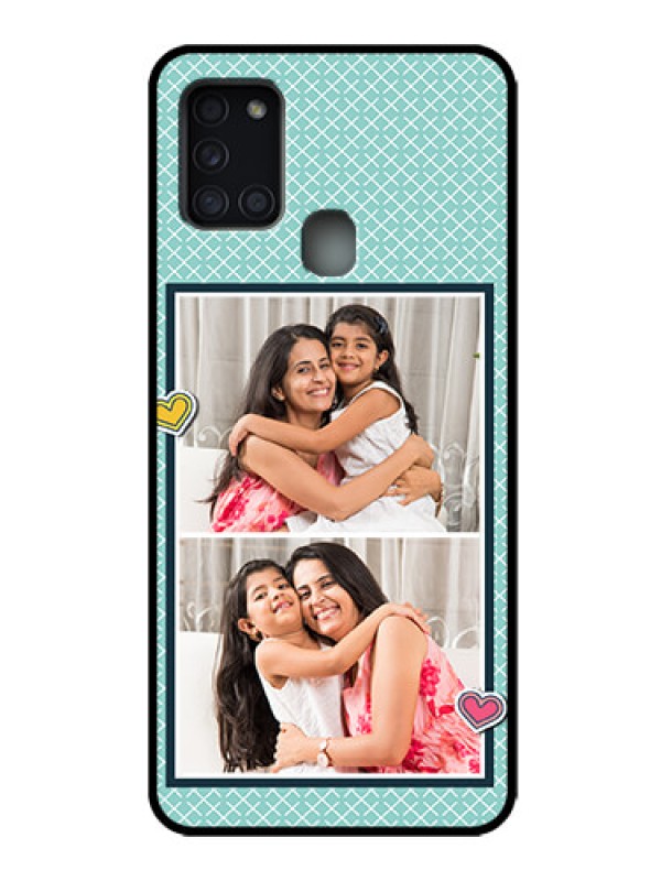 Custom Galaxy A21s Custom Metal Phone Case - 2 Image Holder With Pattern Design