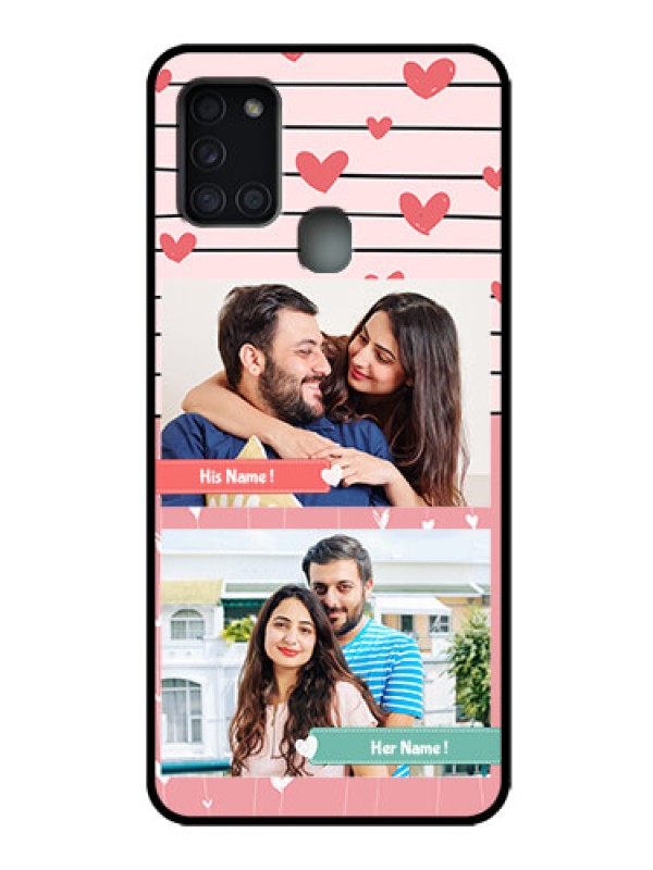 Custom Galaxy A21s Custom Metal Phone Case - Photo With Heart Design