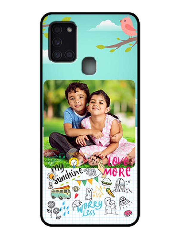 Custom Galaxy A21s Custom Metal Phone Case - Doodle Love Design