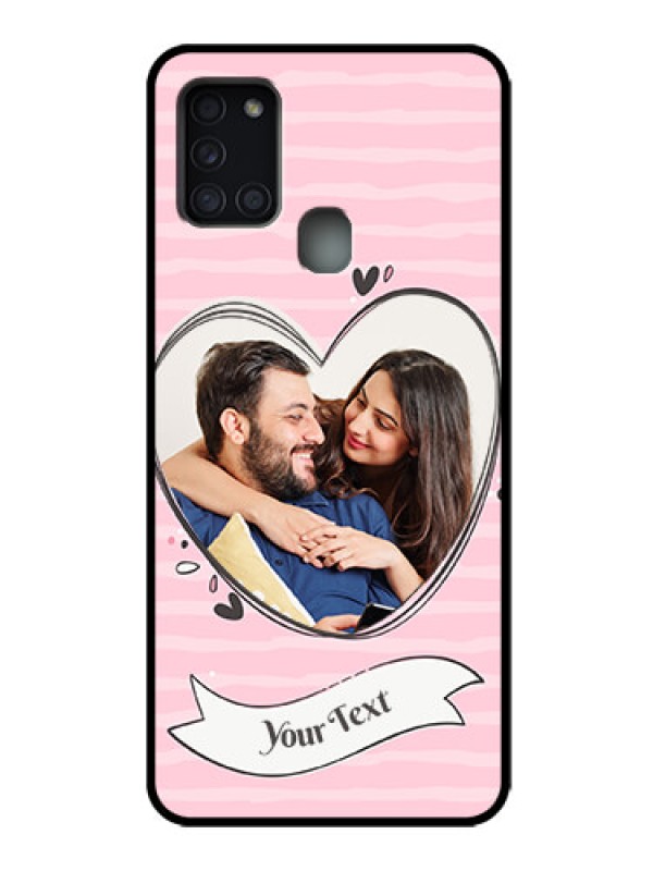 Custom Galaxy A21s Custom Metal Phone Case - Vintage Heart Design