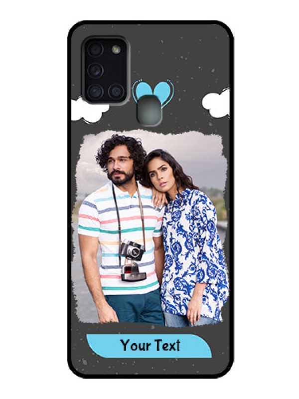 Custom Galaxy A21s Custom Metal Phone Case - Splashes With Love Doodles Design