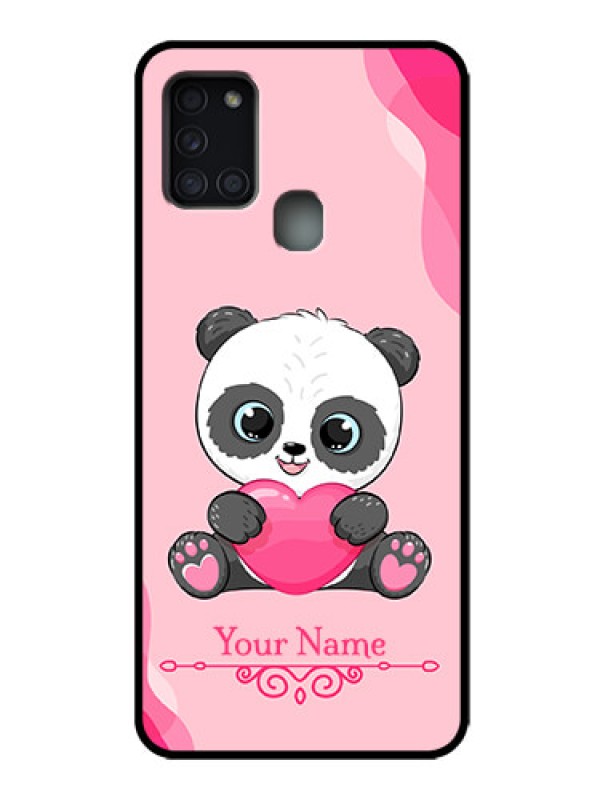 Custom Galaxy A21s Custom Metal Phone Case - Cute Panda Design
