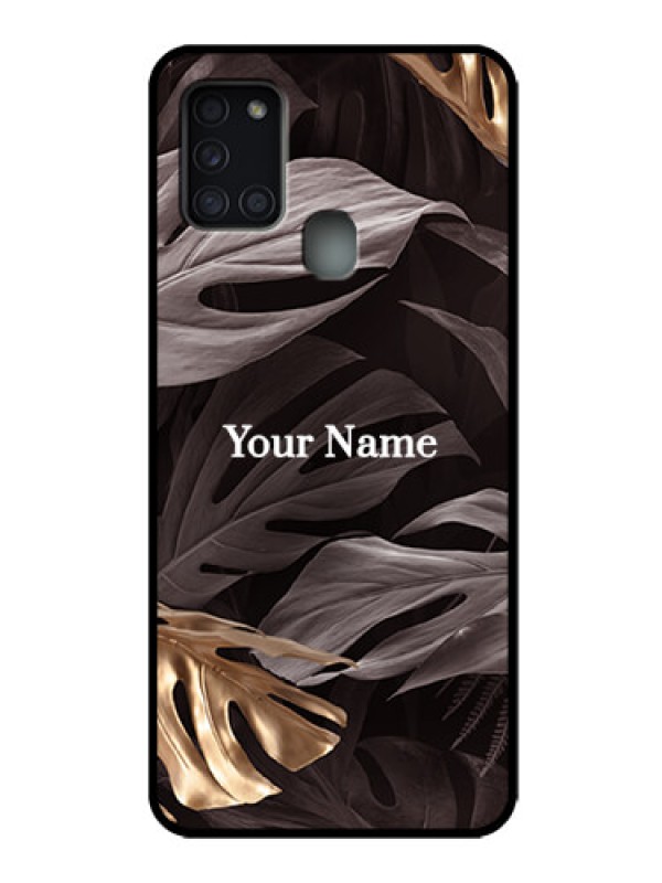 Custom Galaxy A21s Custom Metal Phone Case - Wild Leaves Digital Paint Design