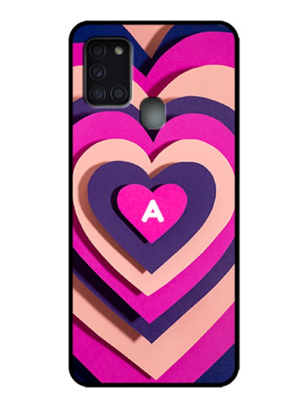 Custom Galaxy A21s Custom Metal Phone Case - Cute Heart Pattern Design