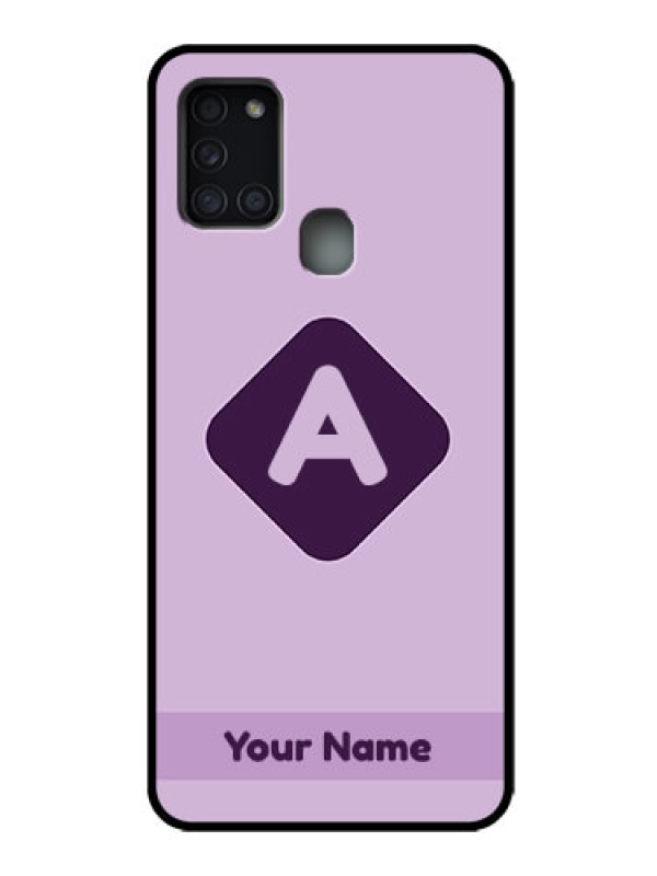 Custom Galaxy A21s Custom Metal Phone Case - Custom Letter In Curved Badge Design