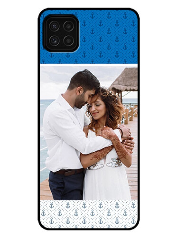 Custom Galaxy A22 5G Custom Metal Phone Case - Blue Anchors Design