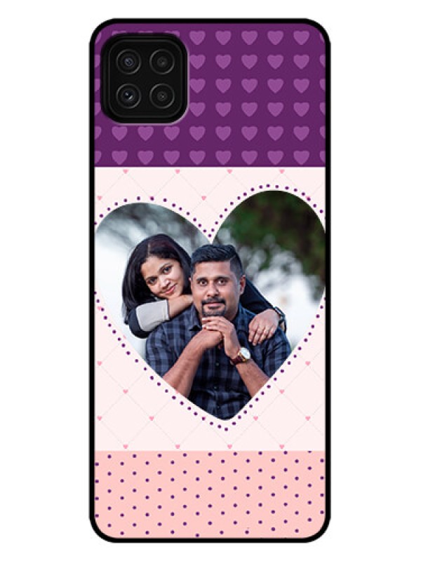 Custom Galaxy A22 5G Custom Metal Phone Case - Violet Love Dots Design