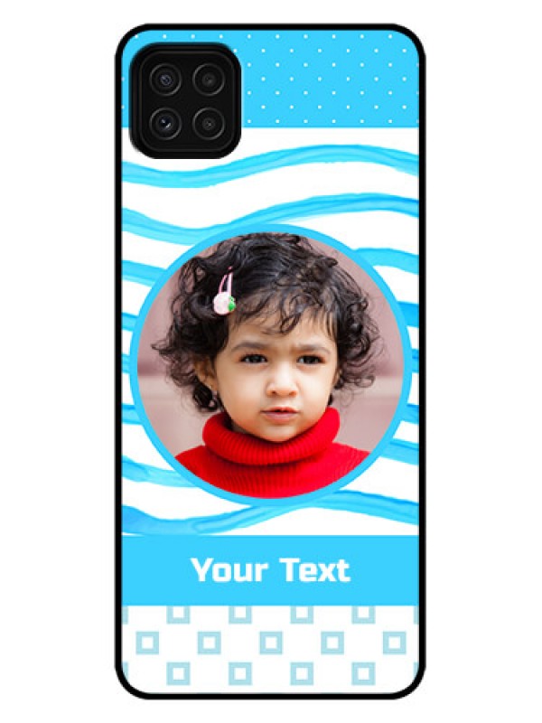 Custom Galaxy A22 5G Custom Metal Phone Case - Simple Blue Case Design