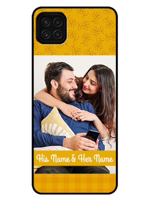 Custom Galaxy A22 5G Custom Metal Phone Case - Yellow Floral Design