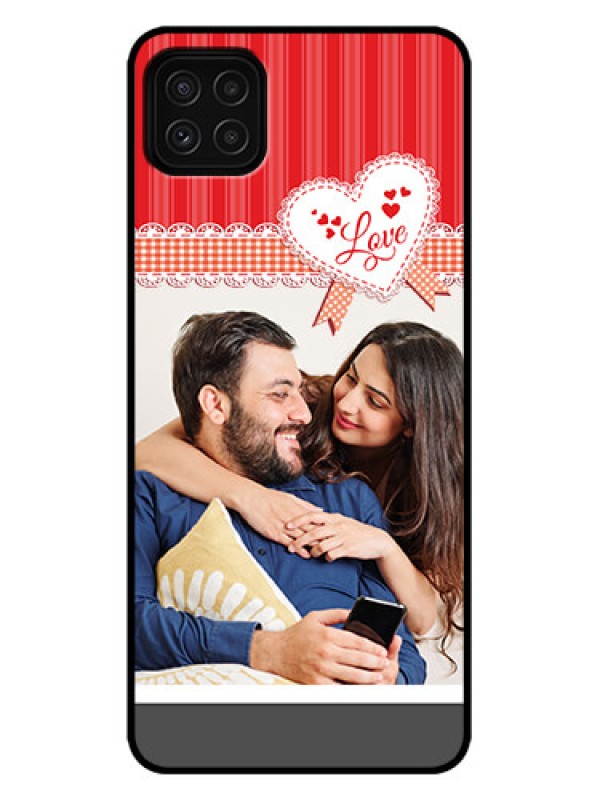 Custom Galaxy A22 5G Custom Metal Phone Case - Red Love Pattern Design