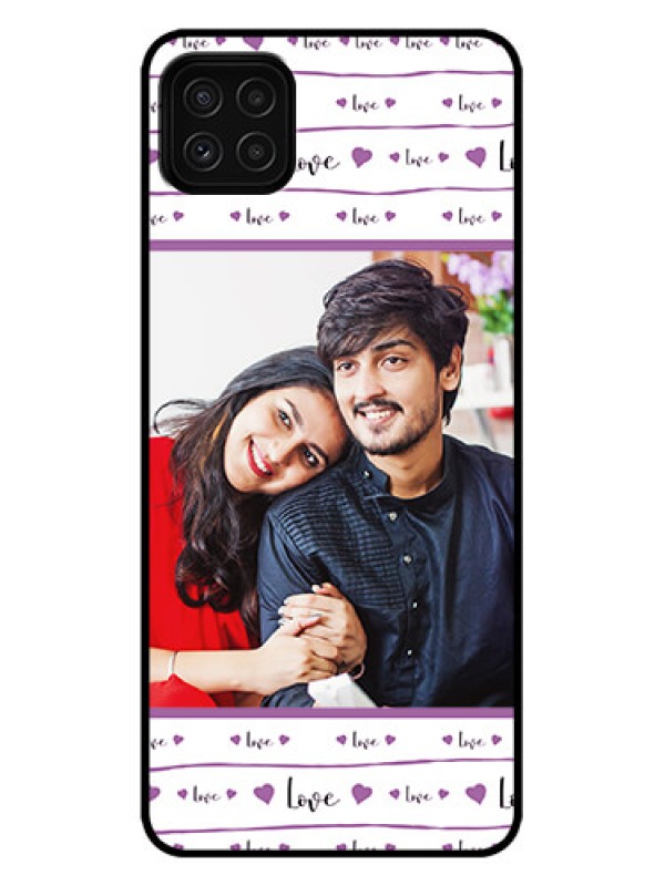 Custom Galaxy A22 5G Custom Metal Phone Case - Couples Heart Design