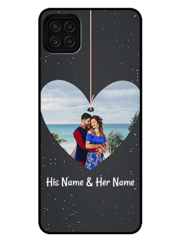 Custom Galaxy A22 5G Custom Metal Phone Case - Hanging Heart Design