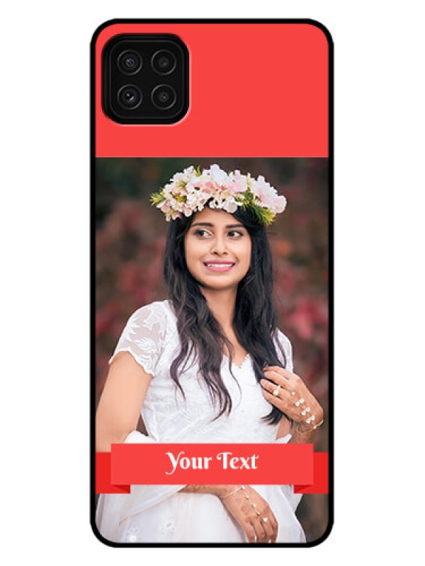 Custom Galaxy A22 5G Custom Metal Phone Case - Simple Red Color Design