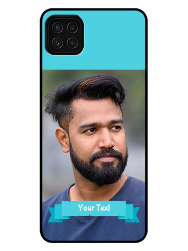 Custom Galaxy A22 5G Custom Metal Phone Case - Blue Color Design