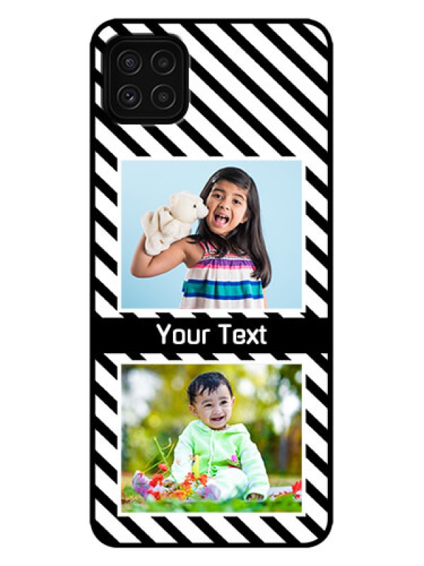 Custom Galaxy A22 5G Custom Metal Phone Case - Black And White Stripes Design