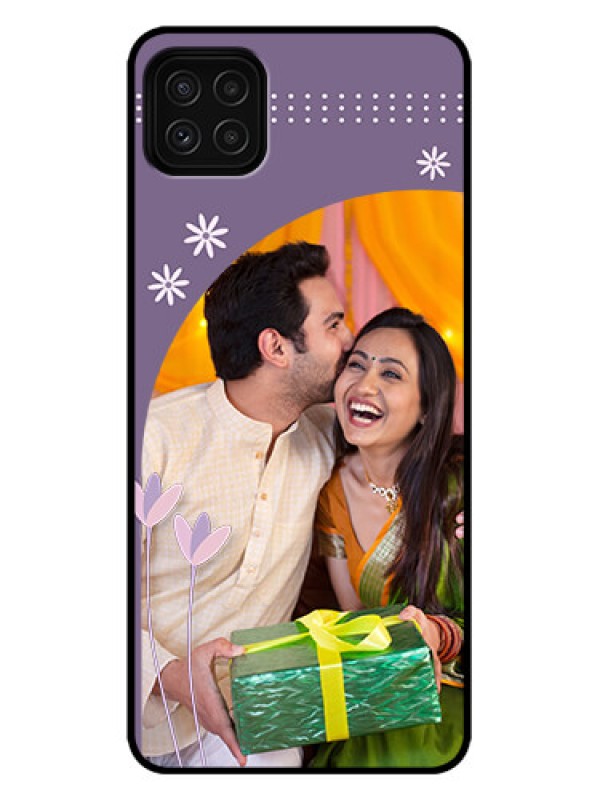 Custom Galaxy A22 5G Custom Metal Phone Case - Lavender Flowers Design