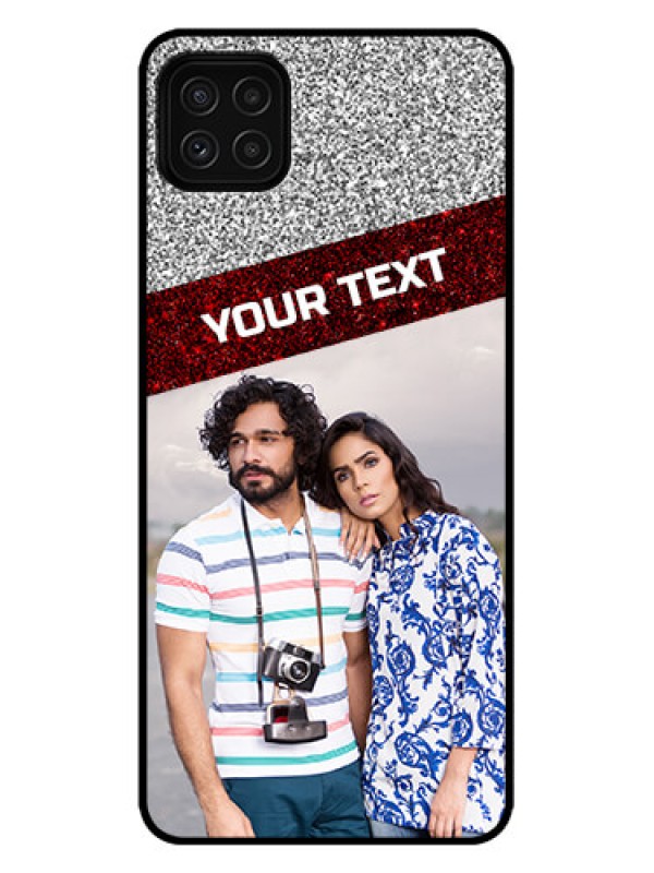 Custom Galaxy A22 5G Custom Metal Phone Case - Image Holder With Glitter Strip Design