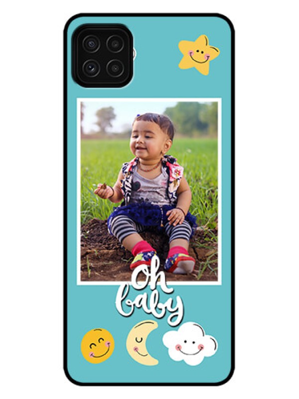 Custom Galaxy A22 5G Custom Metal Phone Case - Smiley Kids Stars Design