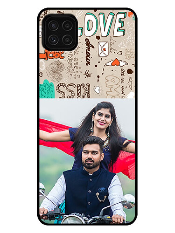 Custom Galaxy A22 5G Custom Metal Phone Case - Love Doodle Pattern