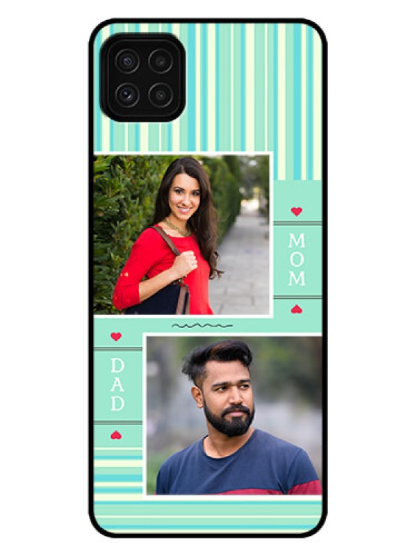 Custom Galaxy A22 5G Custom Metal Phone Case - Mom and Dad Pic Design