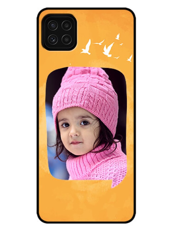 Custom Galaxy A22 5G Custom Metal Phone Case - Water Color Design With Bird Icons