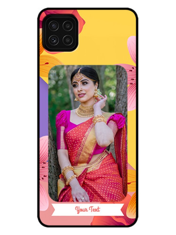 Custom Galaxy A22 5G Custom Metal Phone Case - 3 Image With Vintage Floral Design