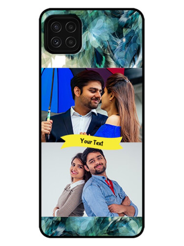 Custom Galaxy A22 5G Custom Metal Phone Case - Image With Boho Peacock Feather Design