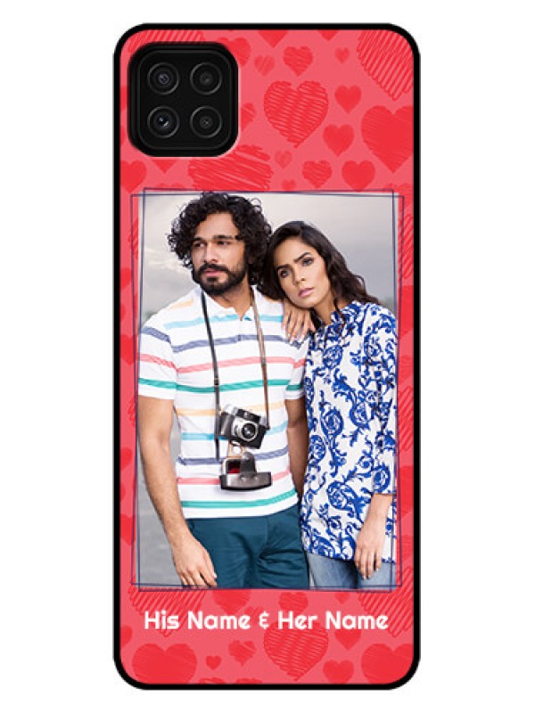 Custom Galaxy A22 5G Custom Metal Phone Case - With Red Heart Symbols Design