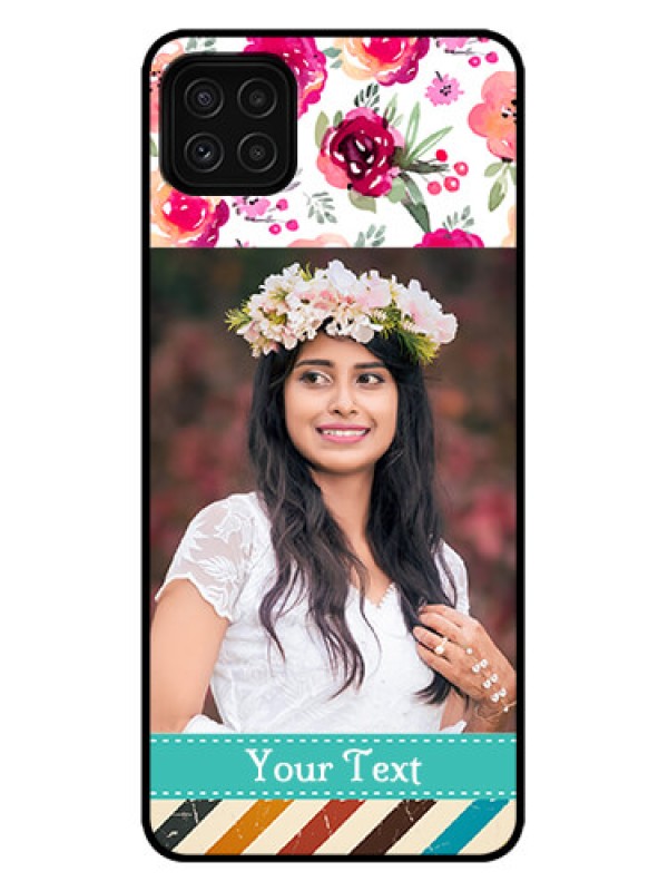 Custom Galaxy A22 5G Custom Metal Phone Case - Water Colors Floral Design