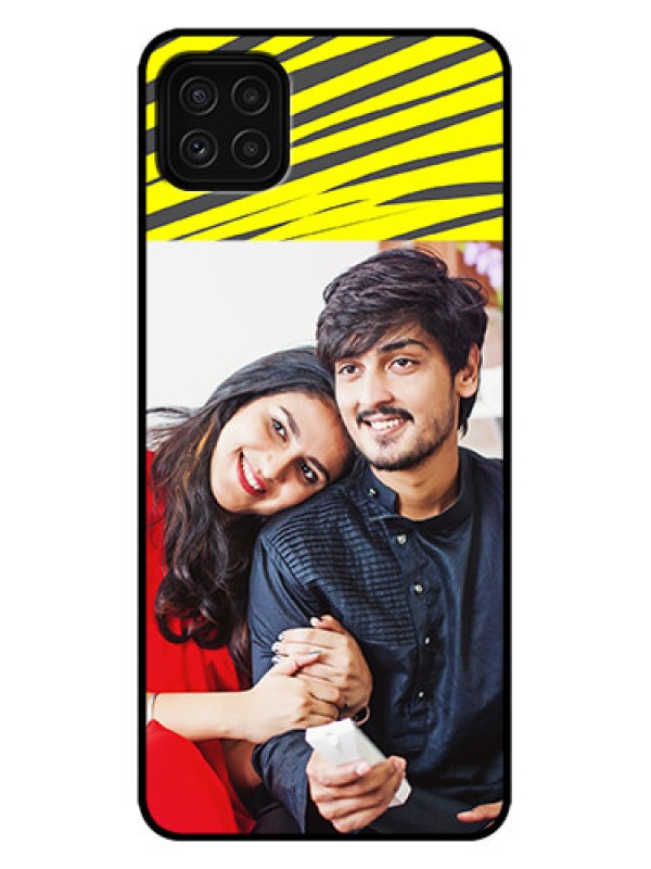 Custom Galaxy A22 5G Custom Metal Phone Case - Yellow Abstract Design