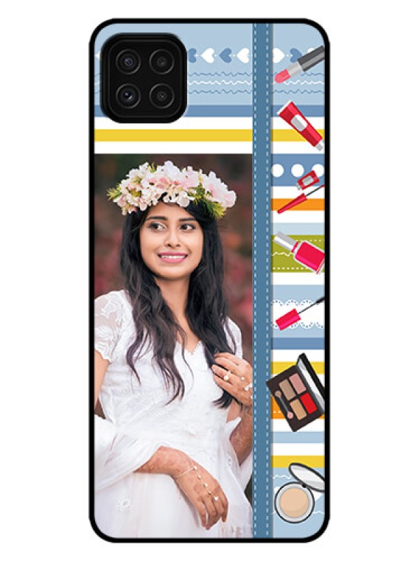 Custom Galaxy A22 5G Custom Metal Phone Case - Makeup Icons Design