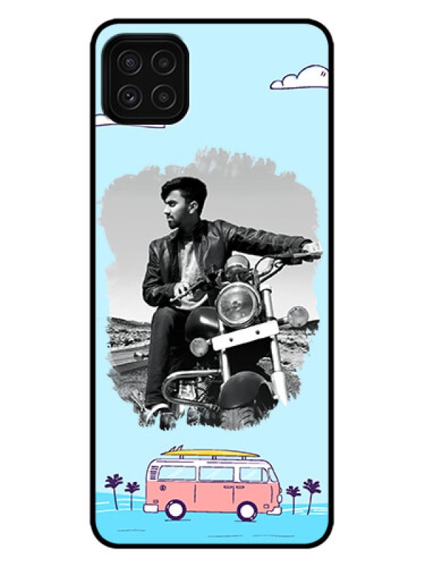 Custom Galaxy A22 5G Custom Metal Phone Case - Travel and Adventure Design