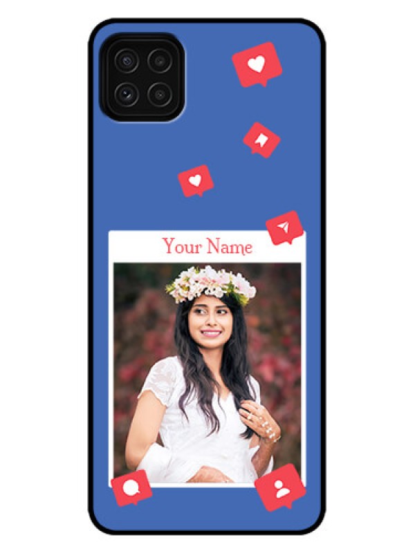 Custom Galaxy A22 5G Custom Metal Phone Case - Like Share And Comment Design