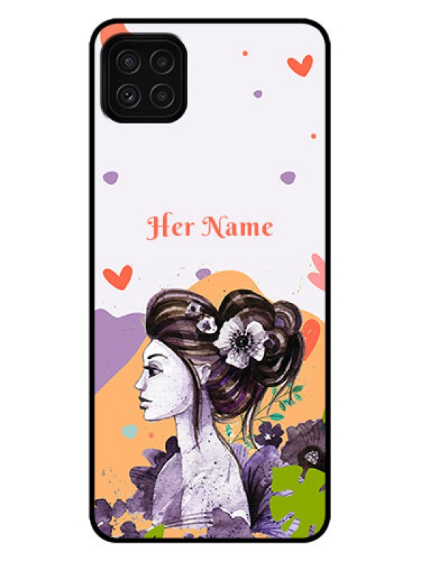 Custom Galaxy A22 5G Custom Metal Phone Case - Woman And Nature Design