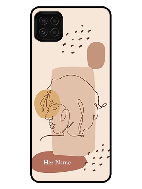 Custom Galaxy A22 5G Custom Metal Phone Case - Calm Woman Line Art Design