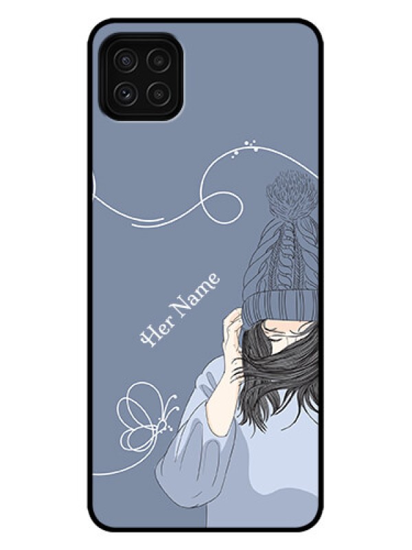 Custom Galaxy A22 5G Custom Metal Phone Case - Girl In Winter Outfit Design
