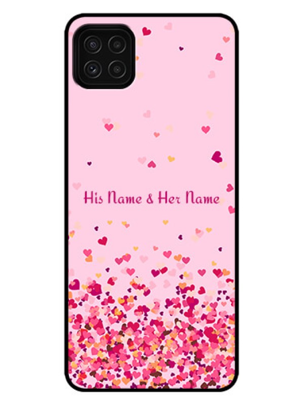 Custom Galaxy A22 5G Custom Metal Phone Case - Floating Hearts Design