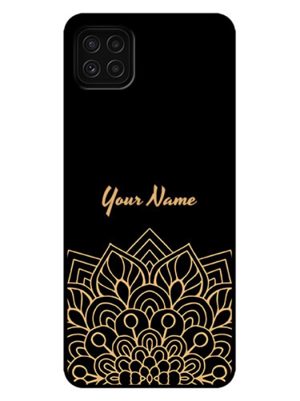 Custom Galaxy A22 5G Custom Metal Phone Case - Golden Mandala Design
