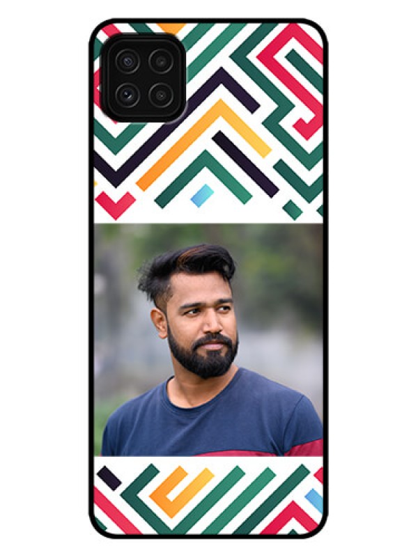 Custom Galaxy A22 5G Custom Metal Phone Case - Colorful Maze Pattern Design