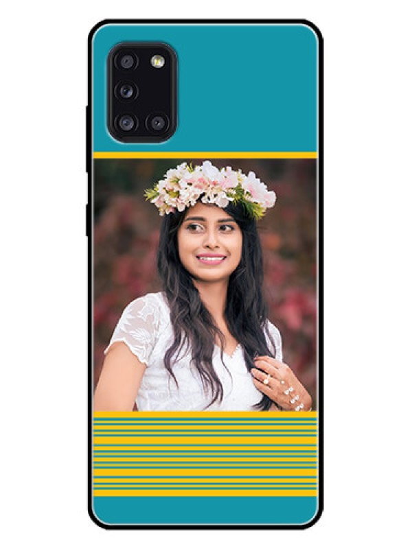 Custom Galaxy A31 Custom Metal Phone CaseYellow and Blue Design