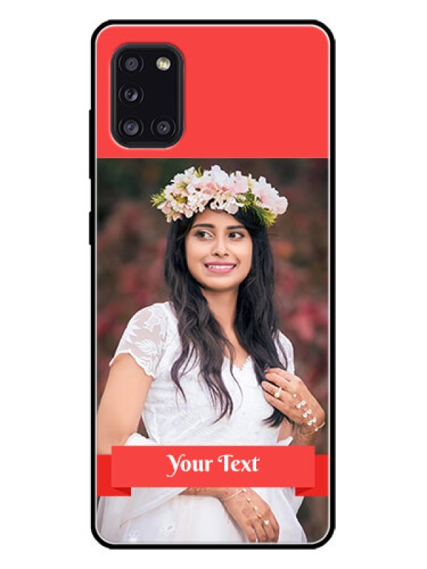 Custom Galaxy A31 Custom Metal Phone CaseSimple Red Color Design