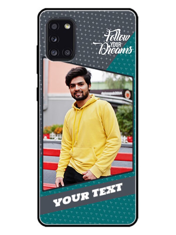 Custom Galaxy A31 Custom Metal Phone CaseBackground Pattern Design With Quote