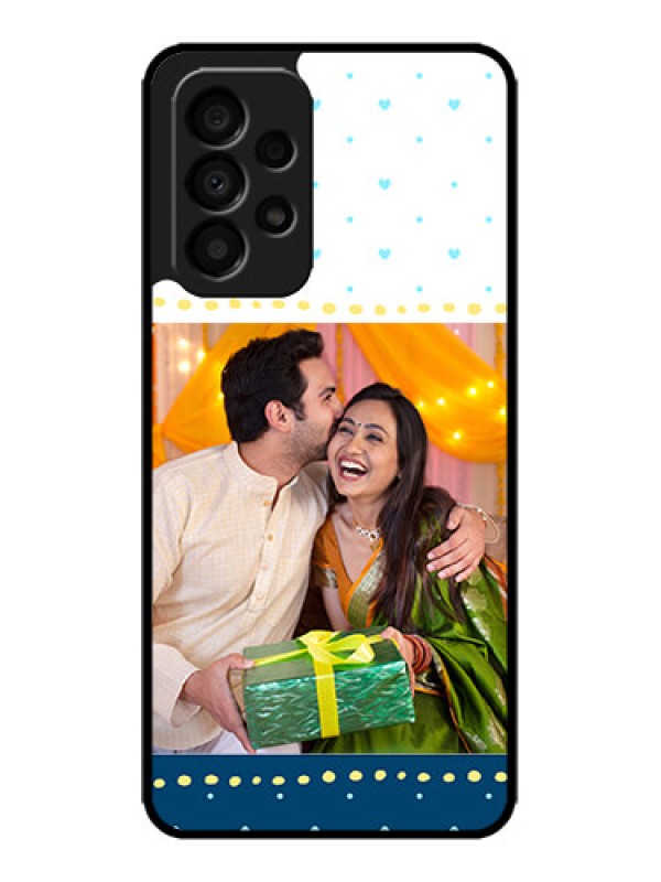 Custom Galaxy A33 5G Custom Metal Phone CaseWhite And Blue Abstract Design