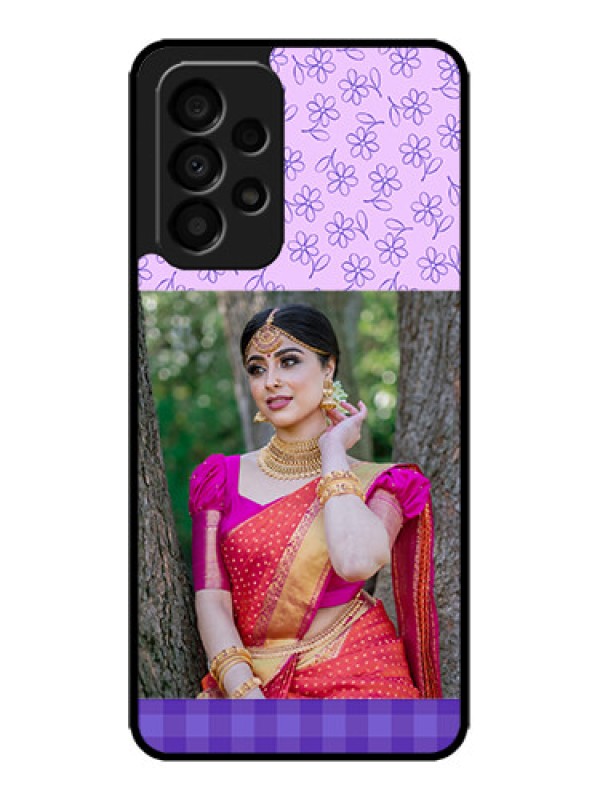 Custom Galaxy A33 5G Custom Metal Phone CasePurple Floral Design