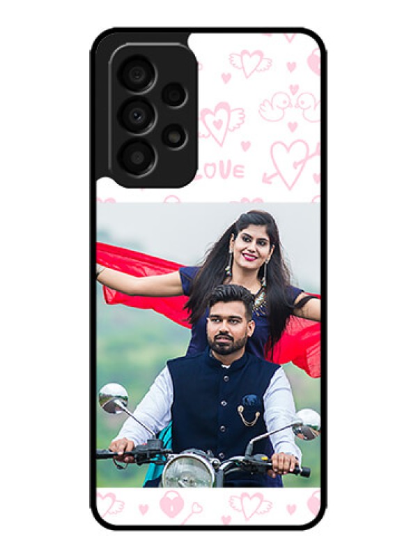 Custom Galaxy A33 5G Custom Metal Phone CasePink Flying Heart Design