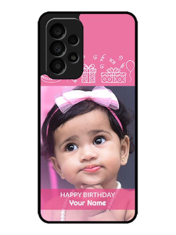 Custom Galaxy A33 5G Custom Metal Phone CaseWith Birthday Line Art Design
