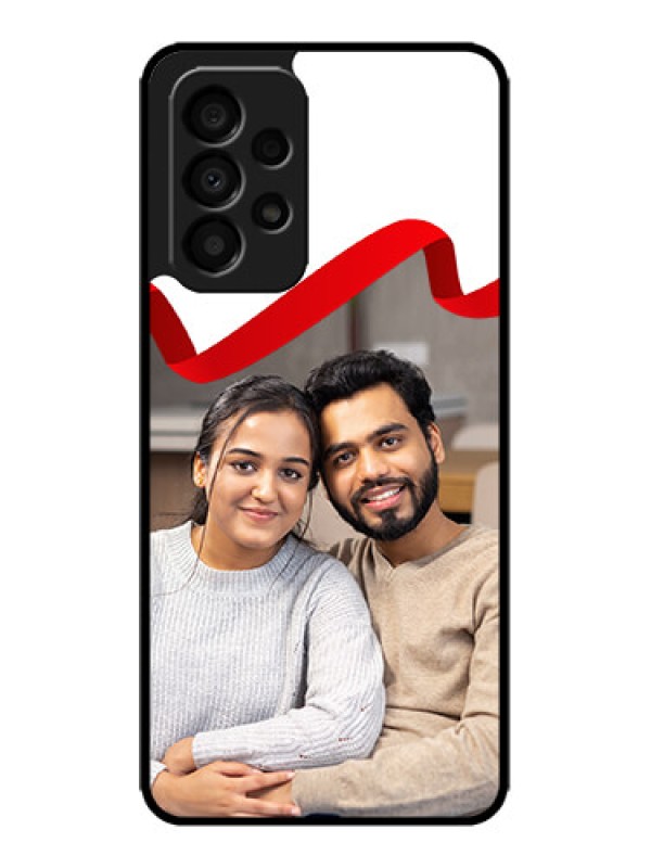 Custom Galaxy A33 5G Custom Metal Phone CaseRed Ribbon Frame Design