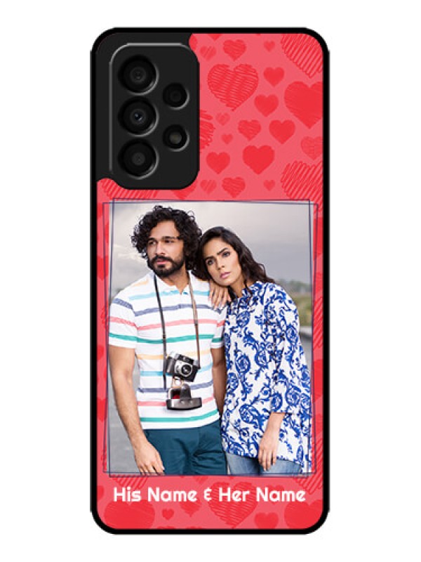 Custom Galaxy A33 5G Custom Metal Phone CaseWith Red Heart Symbols Design